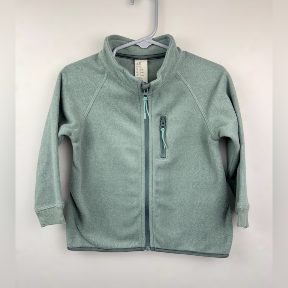 H&M Toddler Soft Lightweight Fleece Zip-Up Jacket Seafoam‎ Green 18 Months NWT